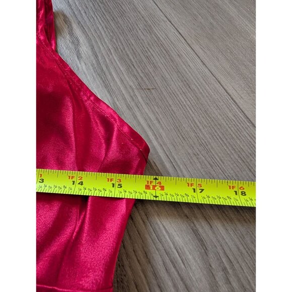 Vintage California Dynasty Red Satin & Lace Nightgown With Sequins Detail Size S - Picture 9 of 9